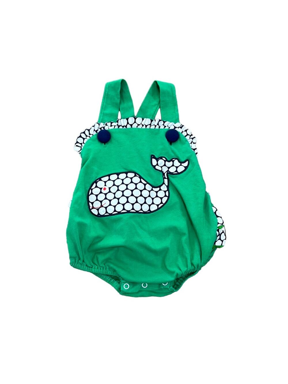 Banana Split Kids Green Whale Polka Dot Onesie size 6 months